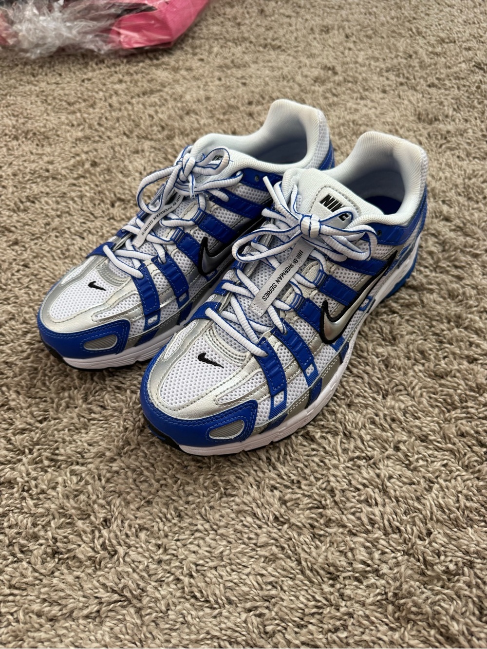 Nike White and Blue Women's Athletic Sneakers